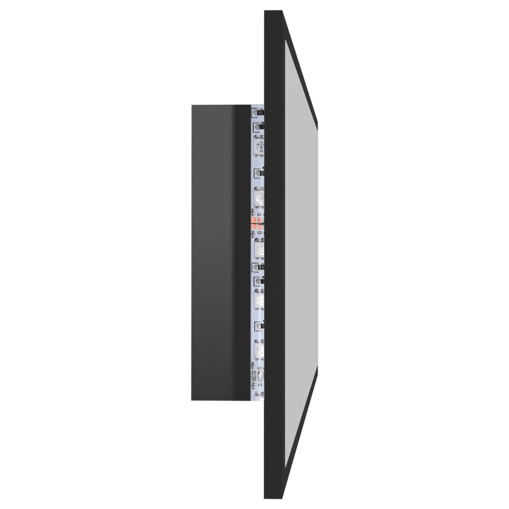 vidaXL Badrumsspegel med LED svart högglans 90x8,5x37 cm akryl
