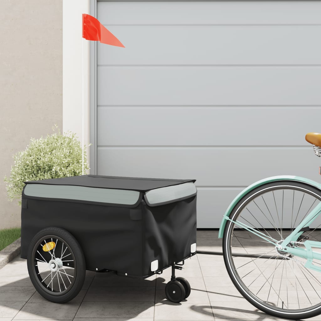 vidaXL Cykelvagn svart och grå 45 kg järn