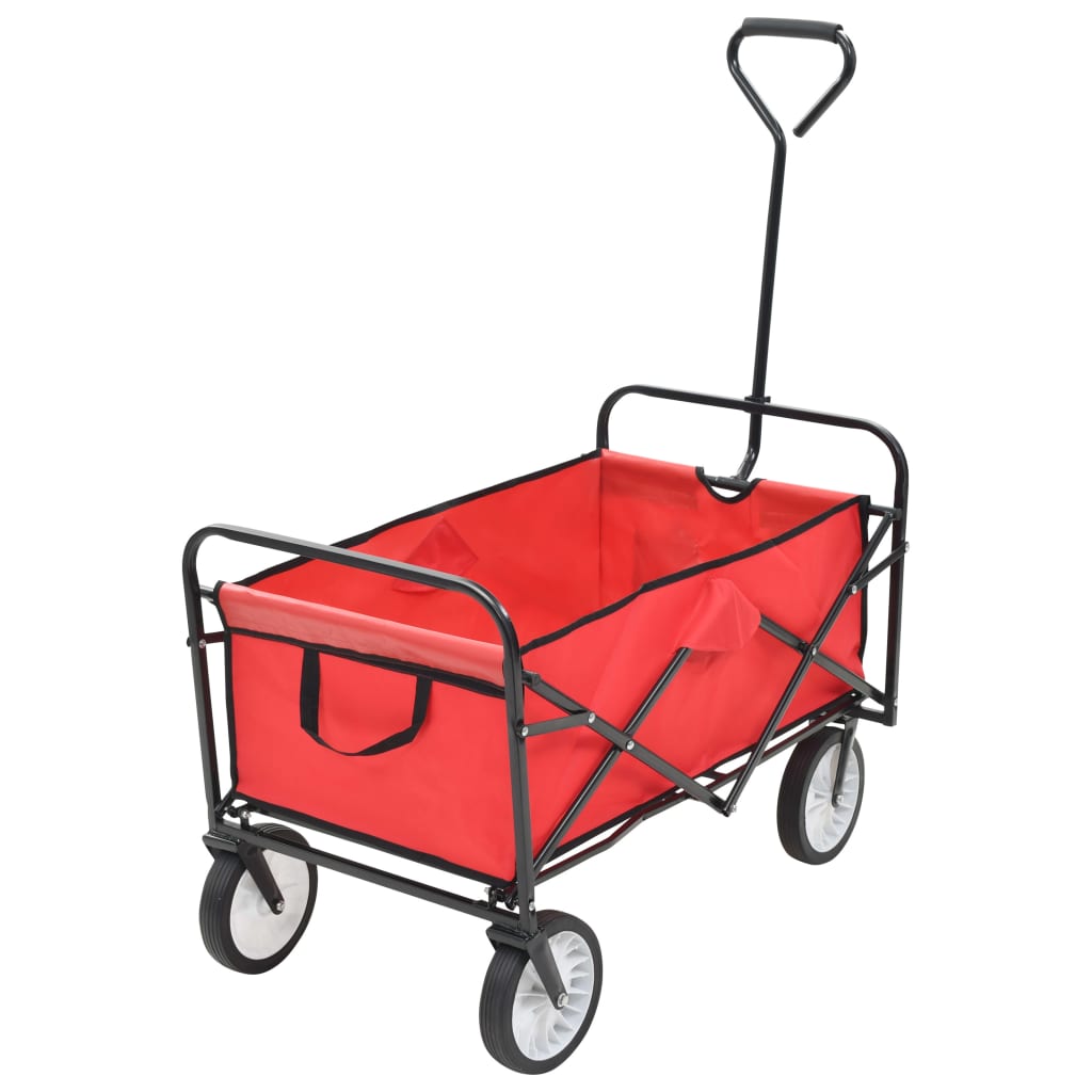 vidaXL Hopfällbar handvagn stål röd