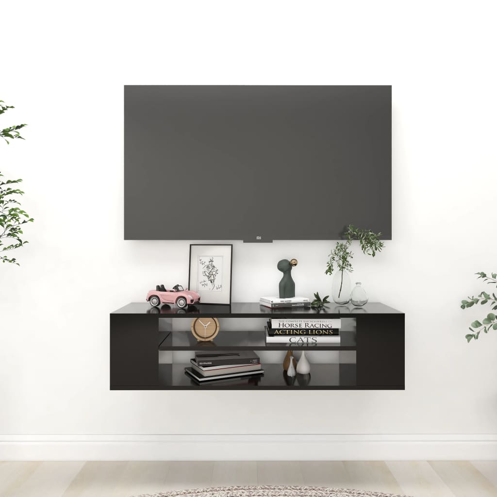 vidaXL Väggmonterad tv-bänk svart 100x30x26,5 cm konstruerat trä