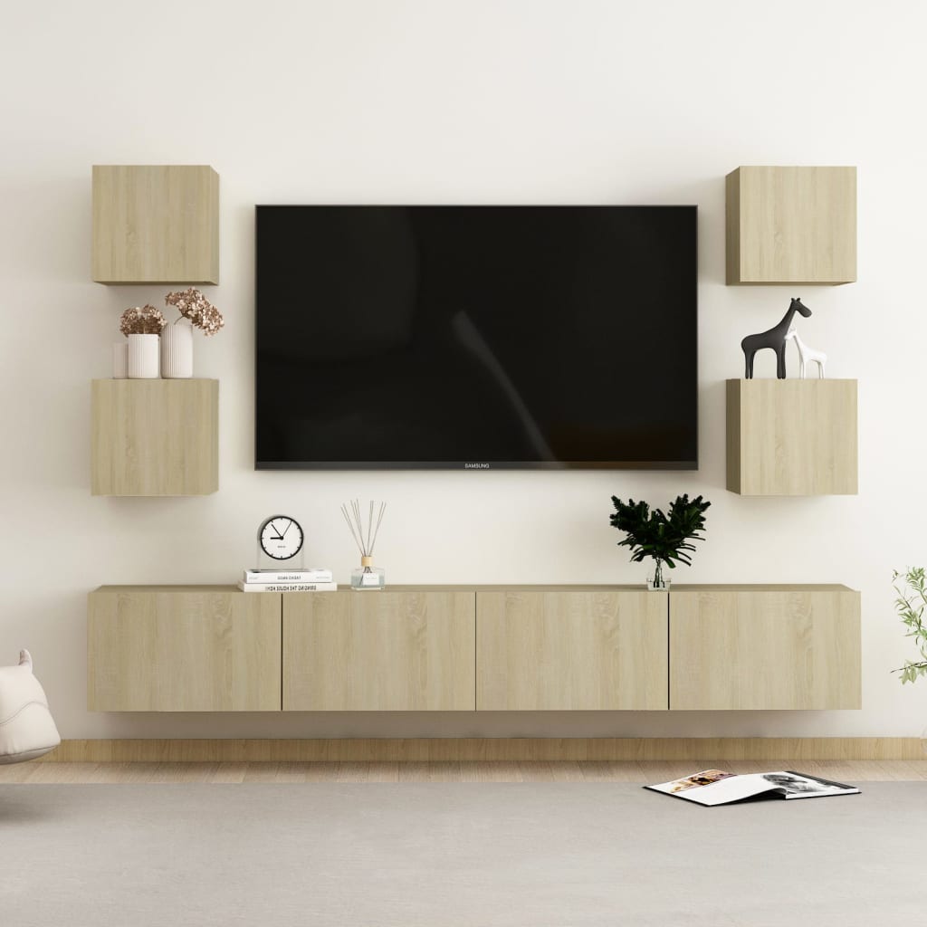 vidaXL TV-skåp 6 delar sonoma-ek konstruerat trä