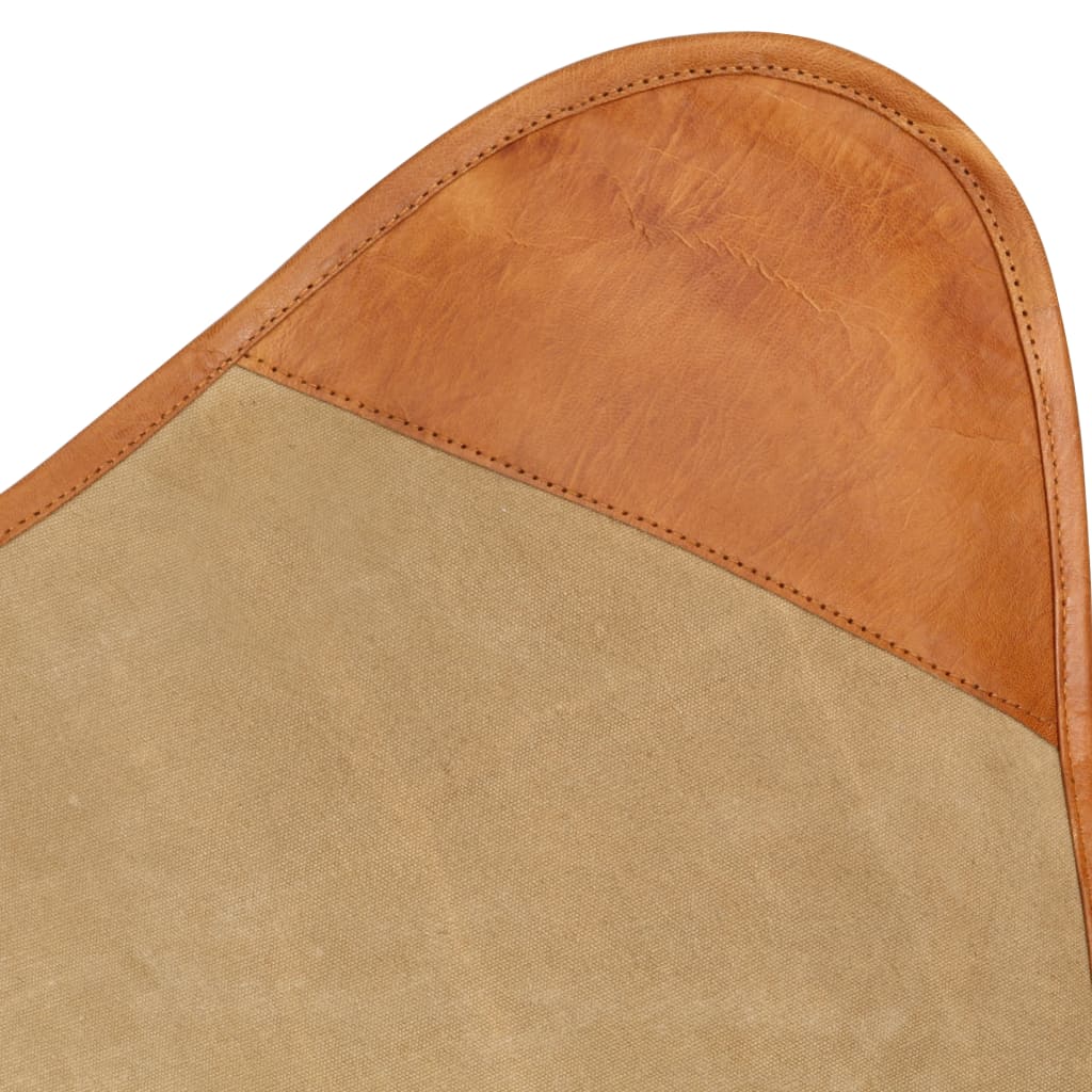vidaXL Fladdermusfåtölj brun äkta läder och kanvas