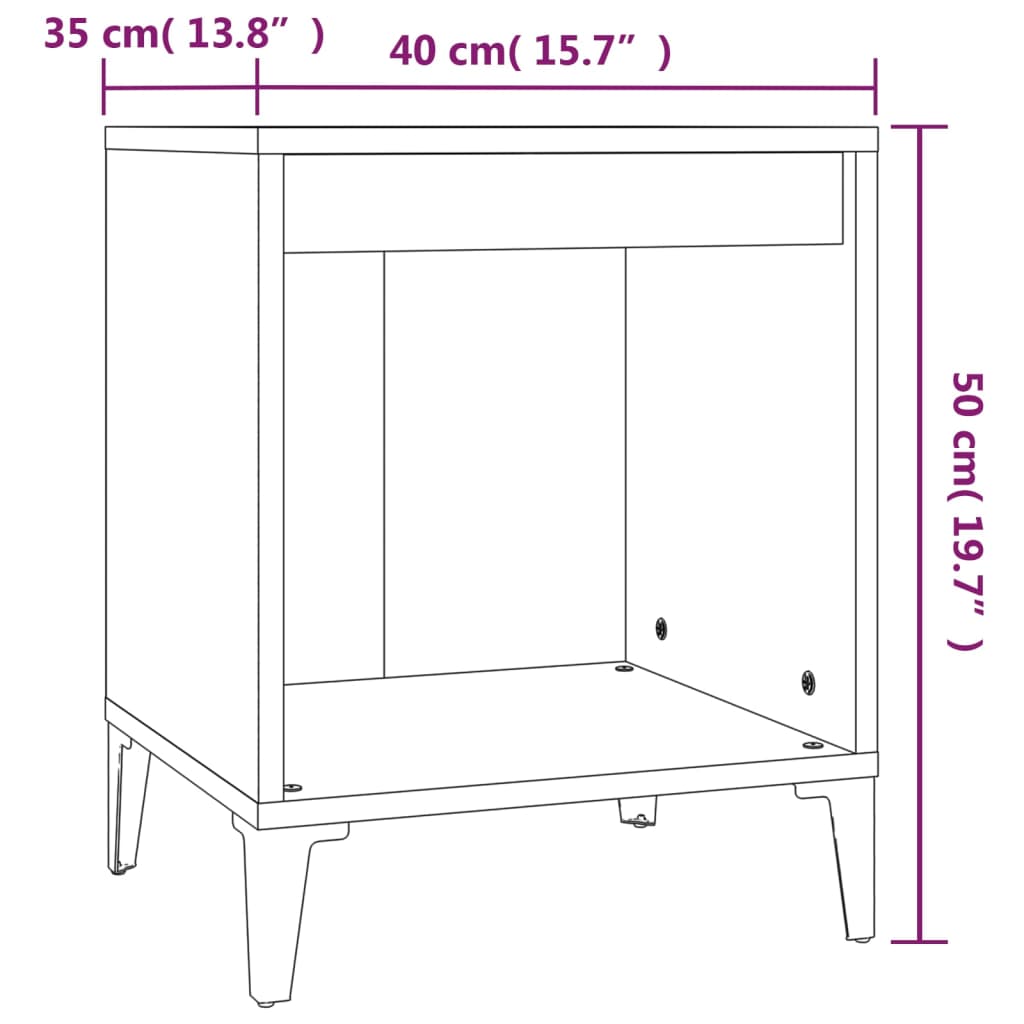 vidaXL Sängbord 2 st svart 40x35x50 cm