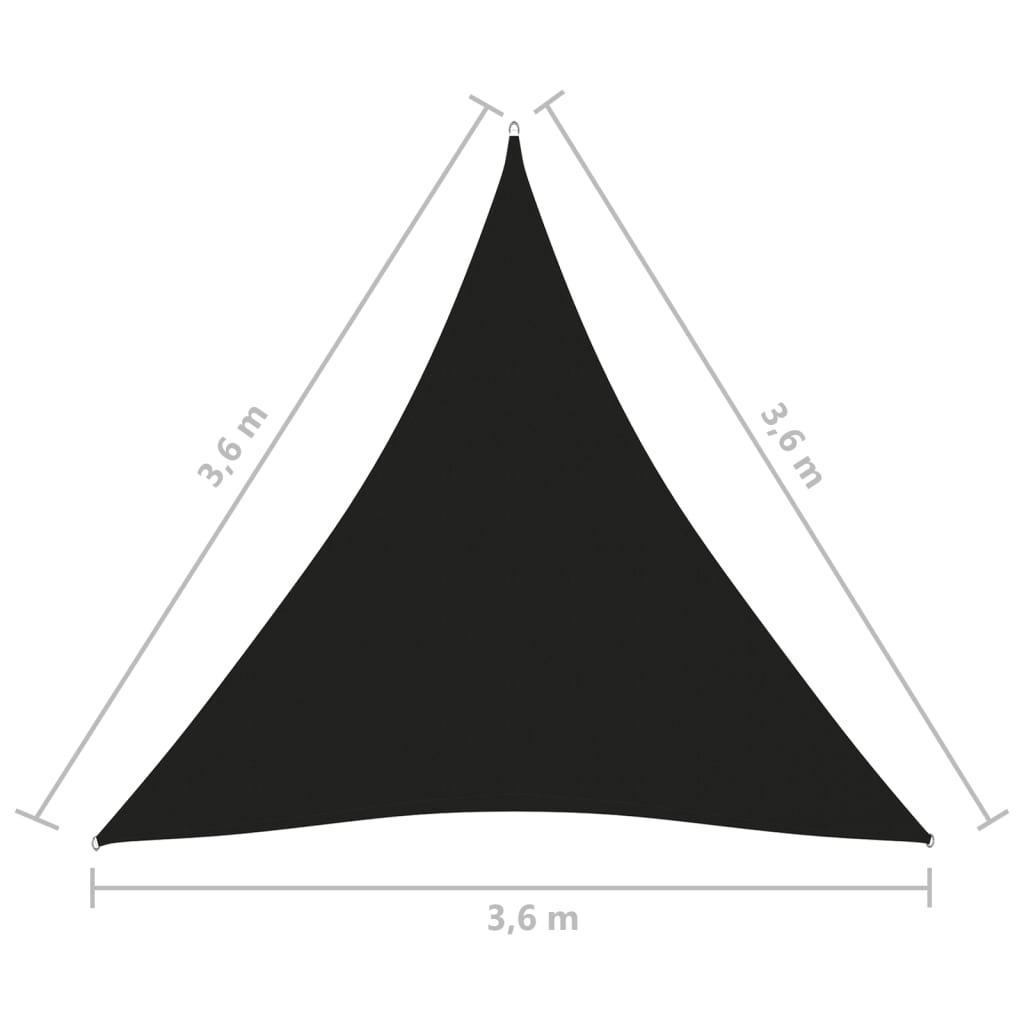 vidaXL Solsegel oxfordtyg trekantigt 3,6x3,6x3,6 m svart