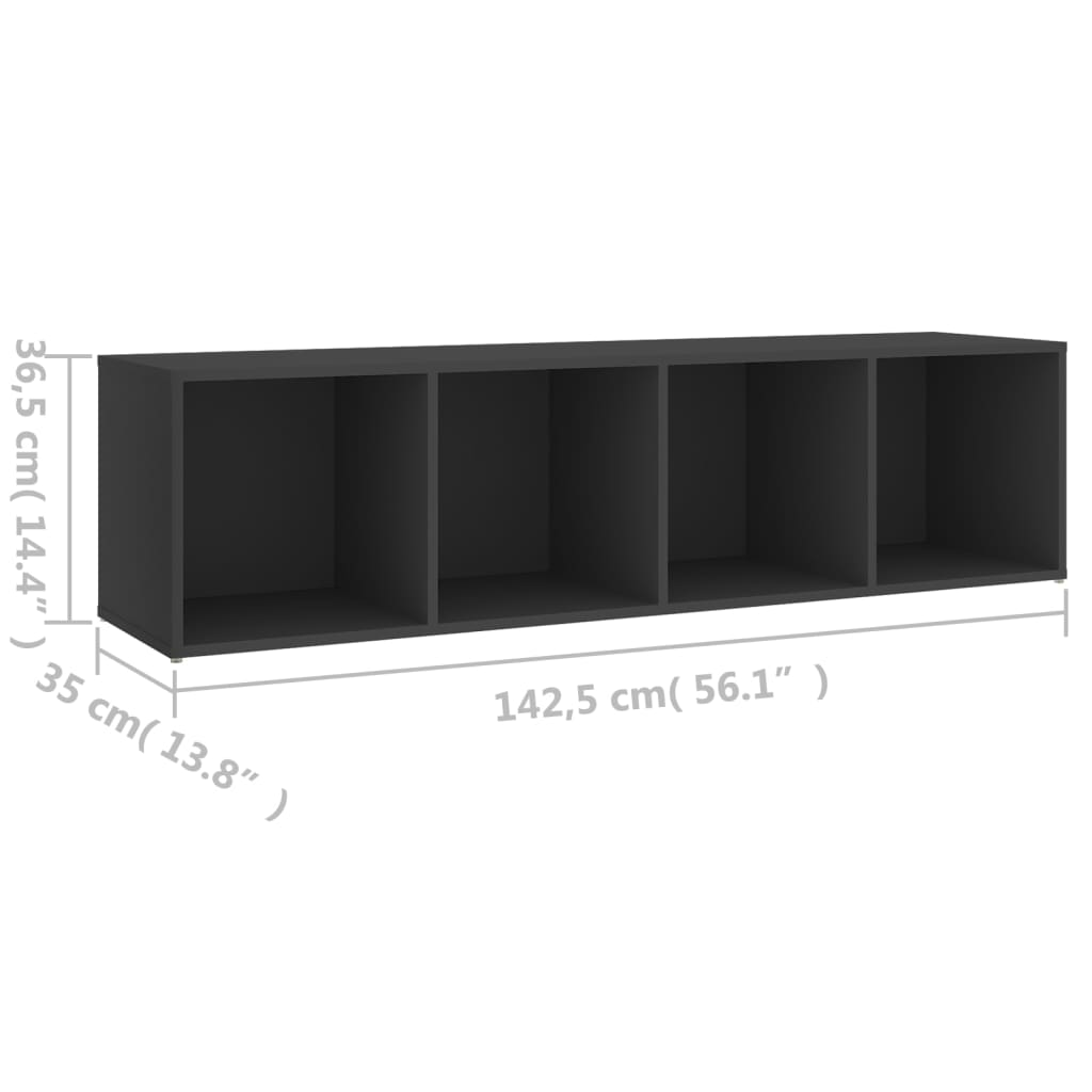 vidaXL TV-bänk grå 142,5x35x36,5 cm konstruerat trä