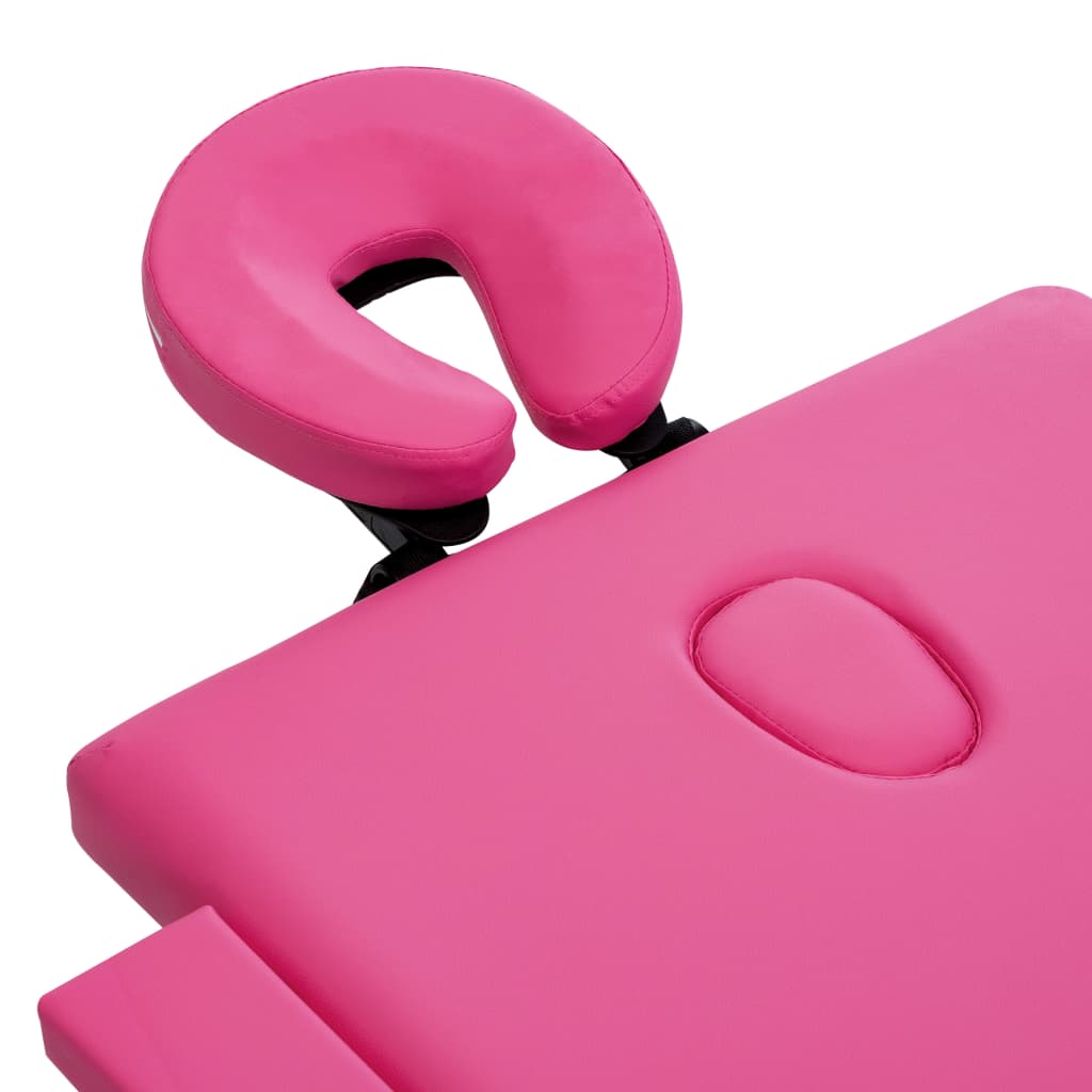 vidaXL Hopfällbar massagebänk 2 sektioner aluminium rosa