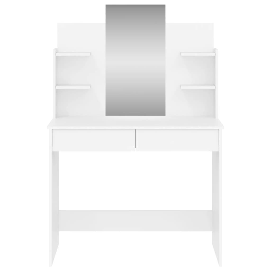 vidaXL Sminkbord med spegel vit 96x39x142 cm