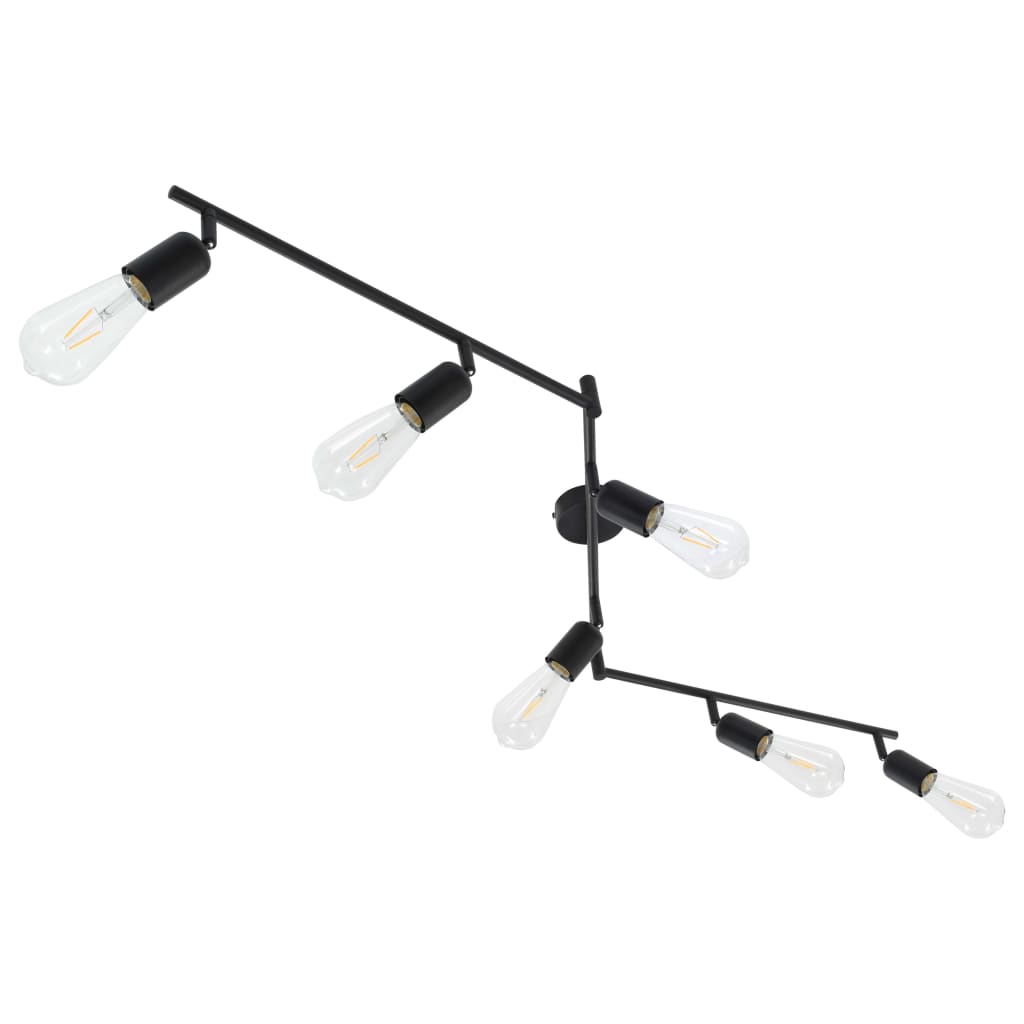 vidaXL Spotlight med 6 st glödlampor 2 W svart 30 cm E27