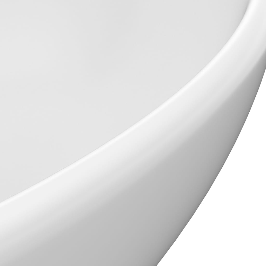 vidaXL Lyxigt ovalt handfat matt vit 40x33 cm keramik