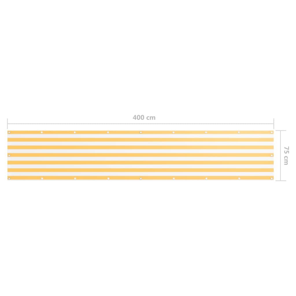 vidaXL Balkongskärm vit och gul 75x400 cm oxfordtyg