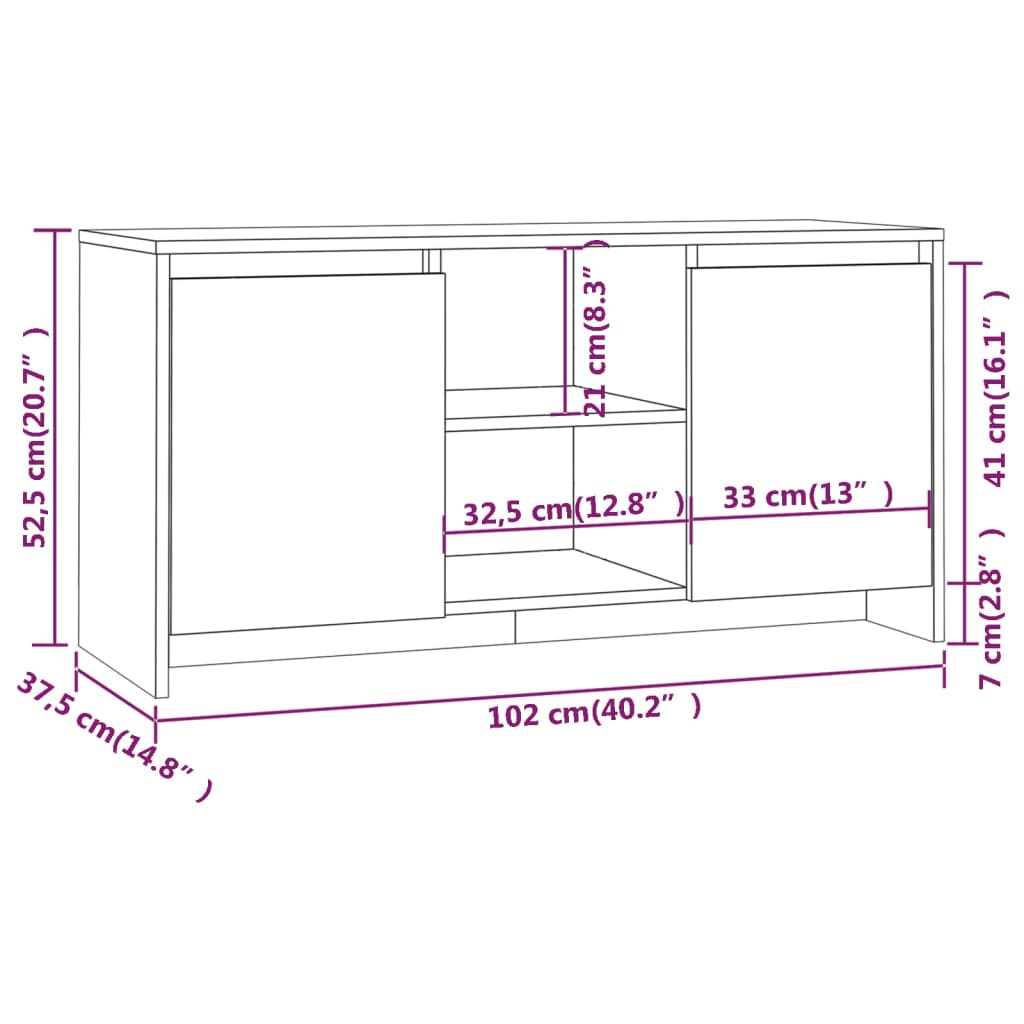 vidaXL TV-bänk betonggrå 102x37,5x52,5 cm spånskiva