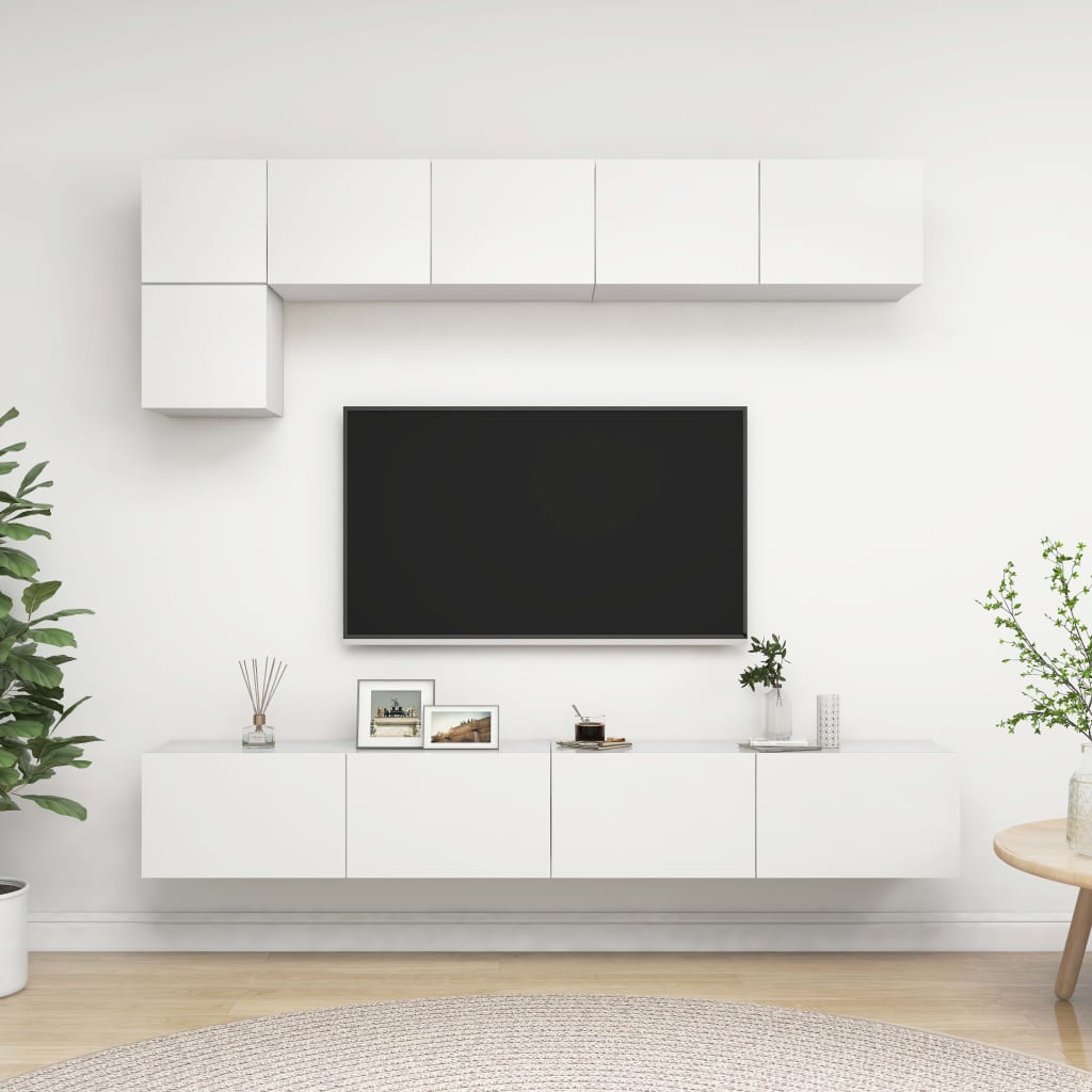 vidaXL TV-skåp 5 delar vit konstruerat trä