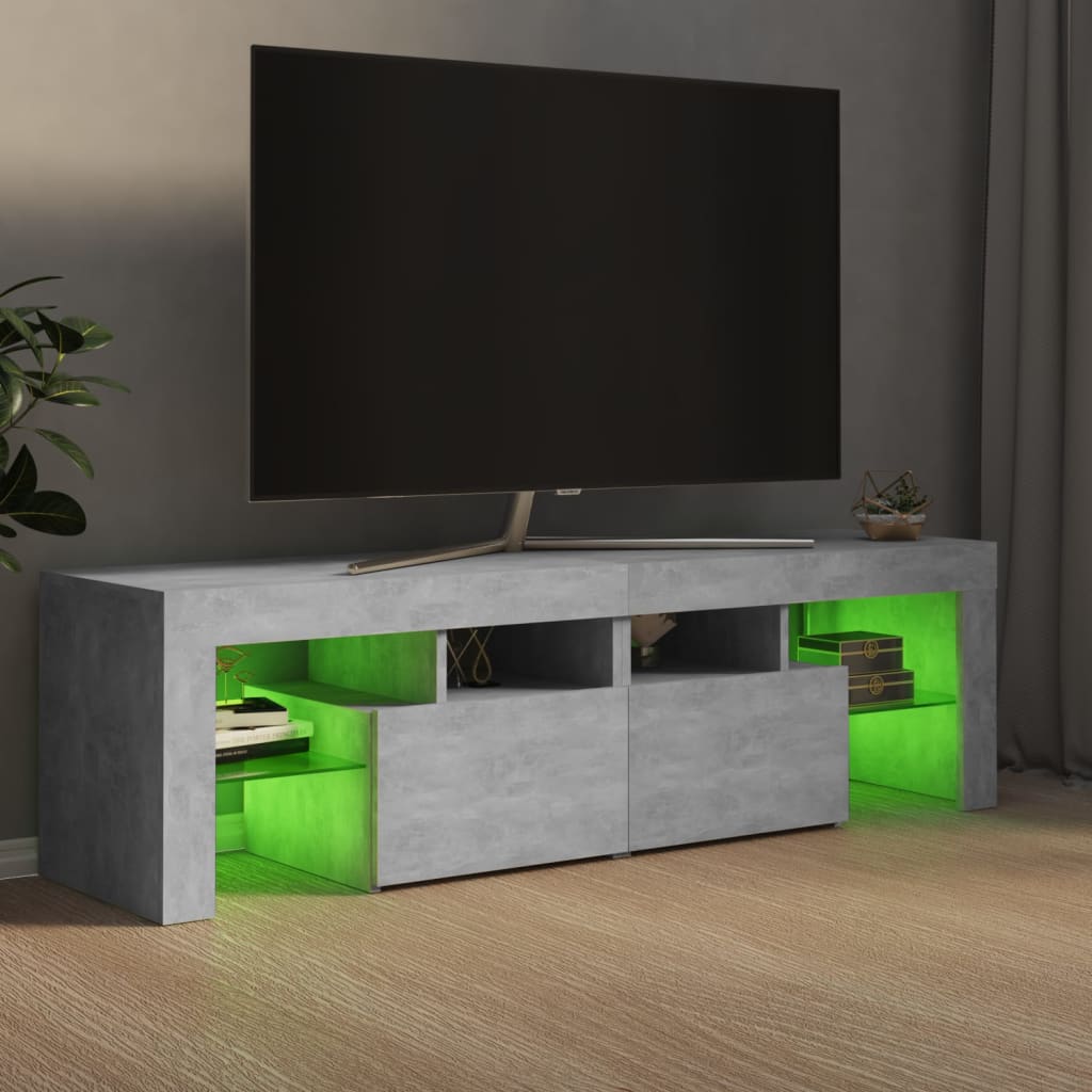 vidaXL Tv-bänk med LED-belysning betonggrå 140x36,5x40 cm