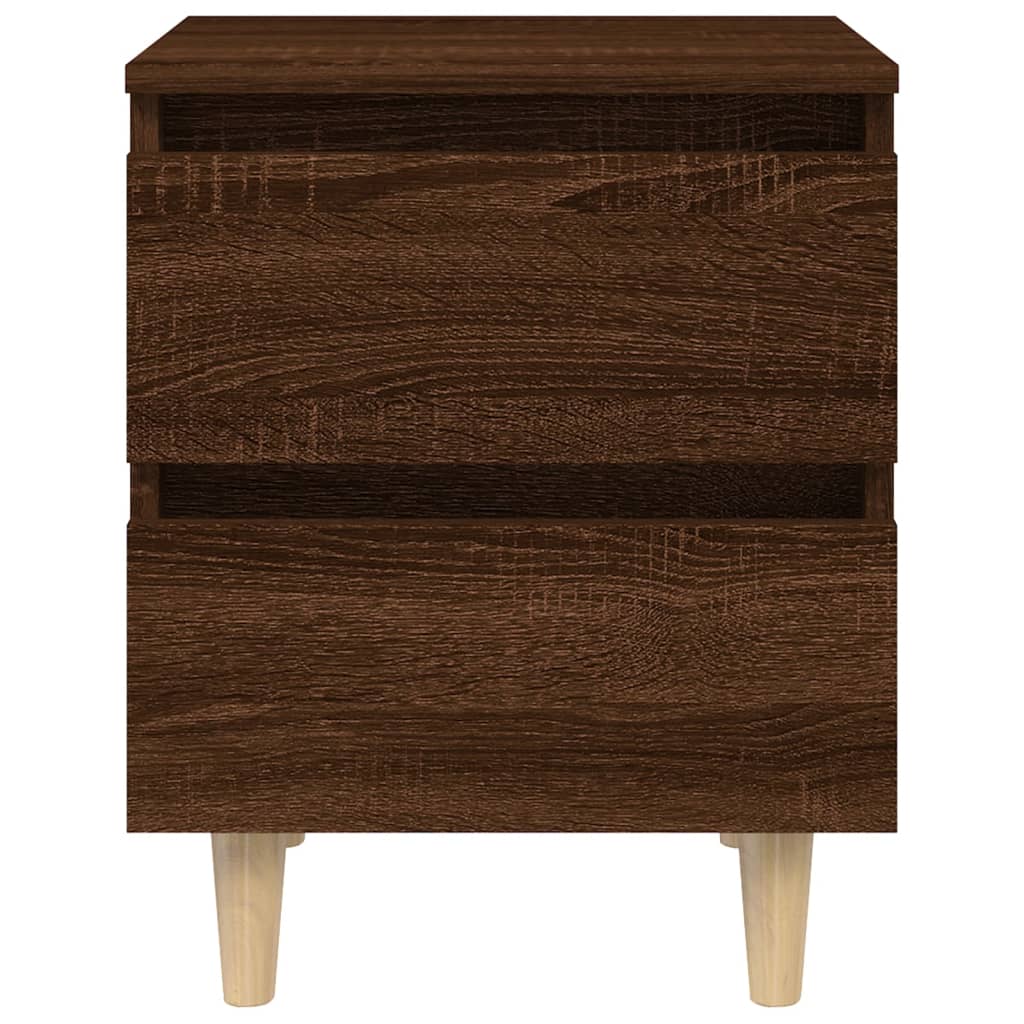 vidaXL Sängbord med massiva träben brun ek 40x35x50 cm