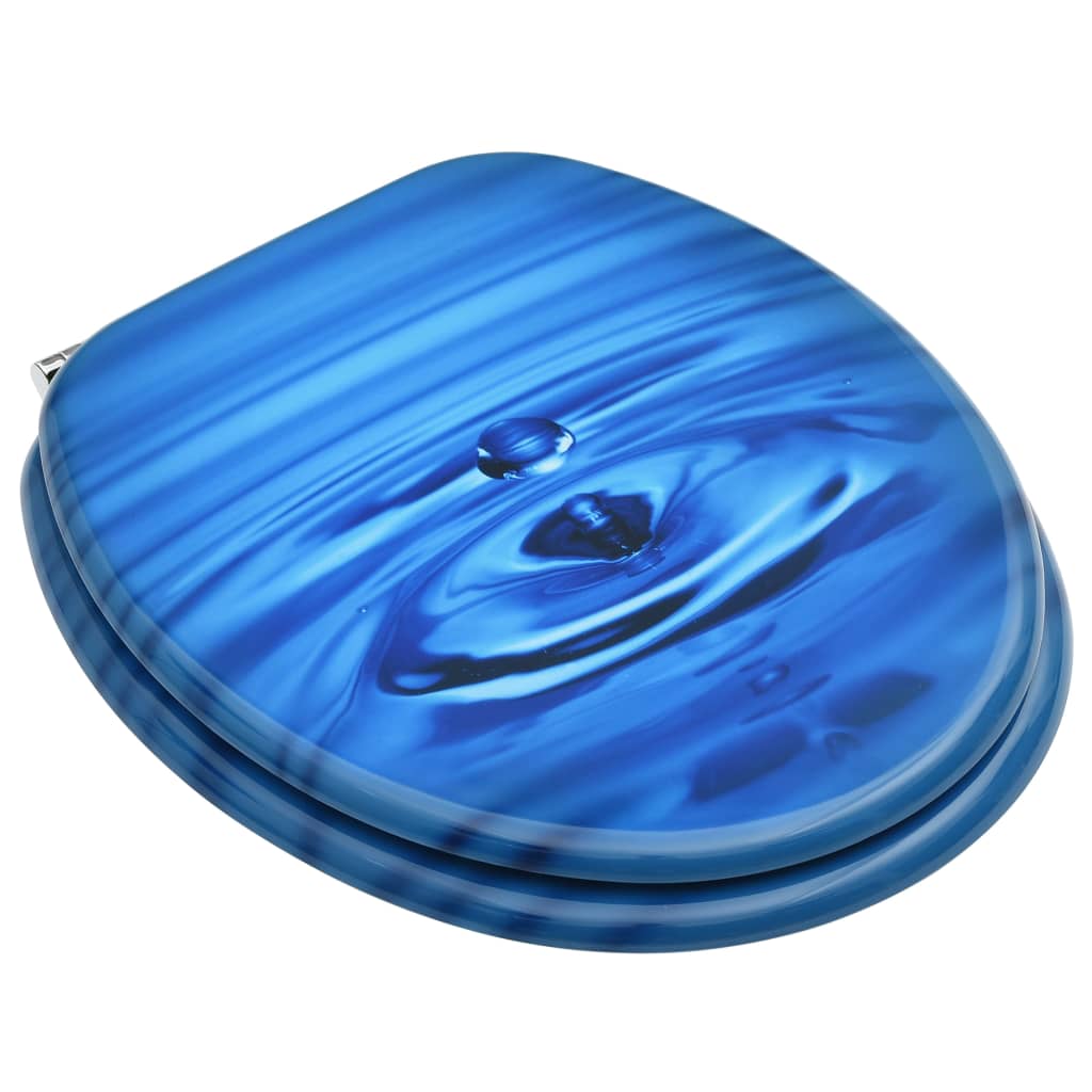vidaXL Toalettsitsar med lock 2 st MDF vattendroppar blå