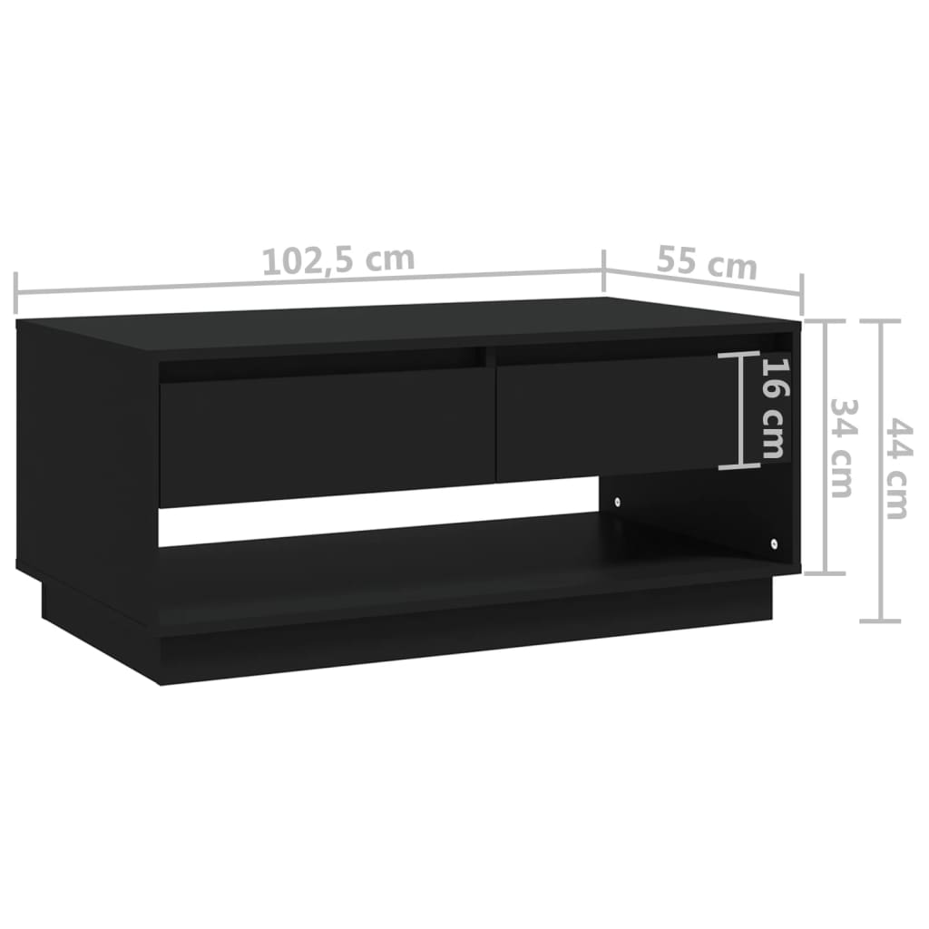 vidaXL Soffbord svart 102,5x55x44 cm konstruerat trä