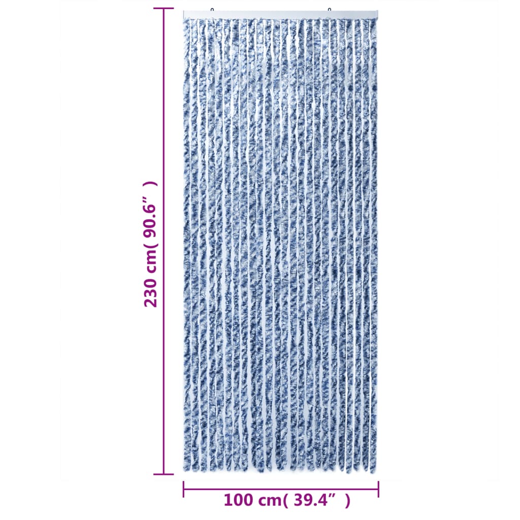 vidaXL Insektsgardin blå och vit 100x230 cm chenille
