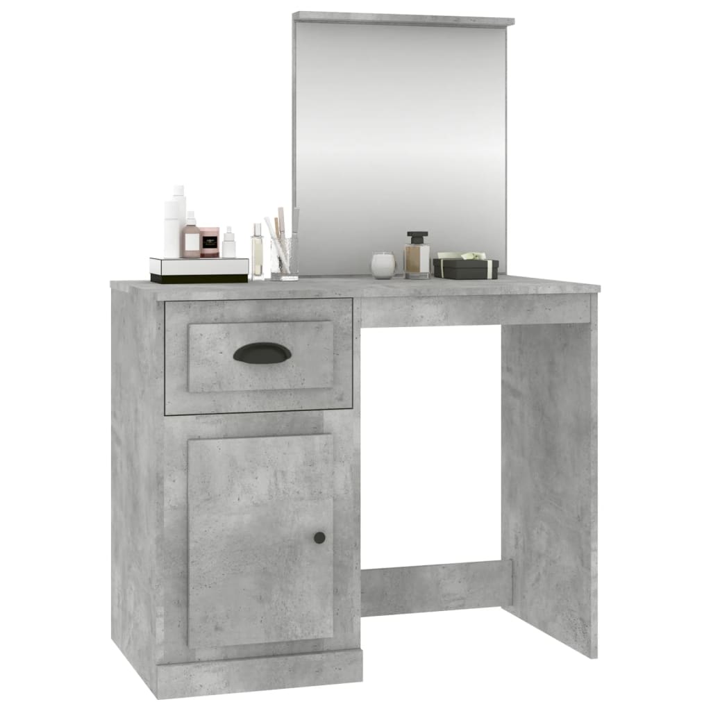 vidaXL Sminkbord med spegel betonggrå 90x50x132,5 cm konstruerat trä