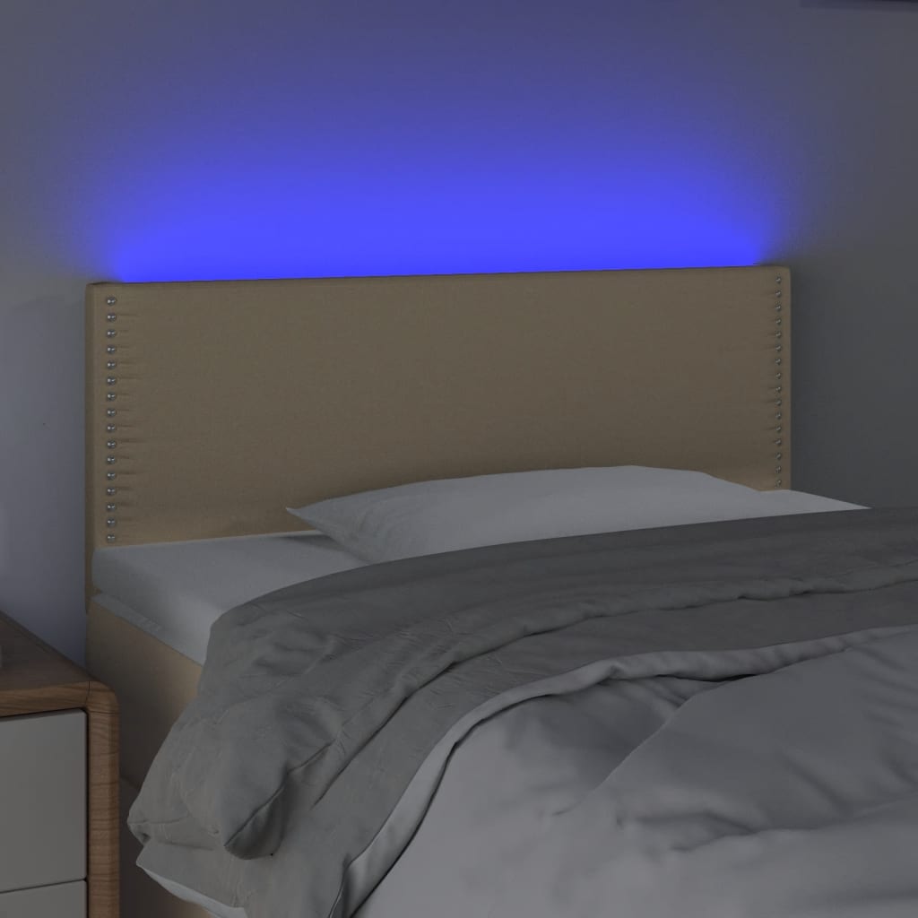 vidaXL Sänggavel LED gräddvit 80x5x78/88 cm tyg