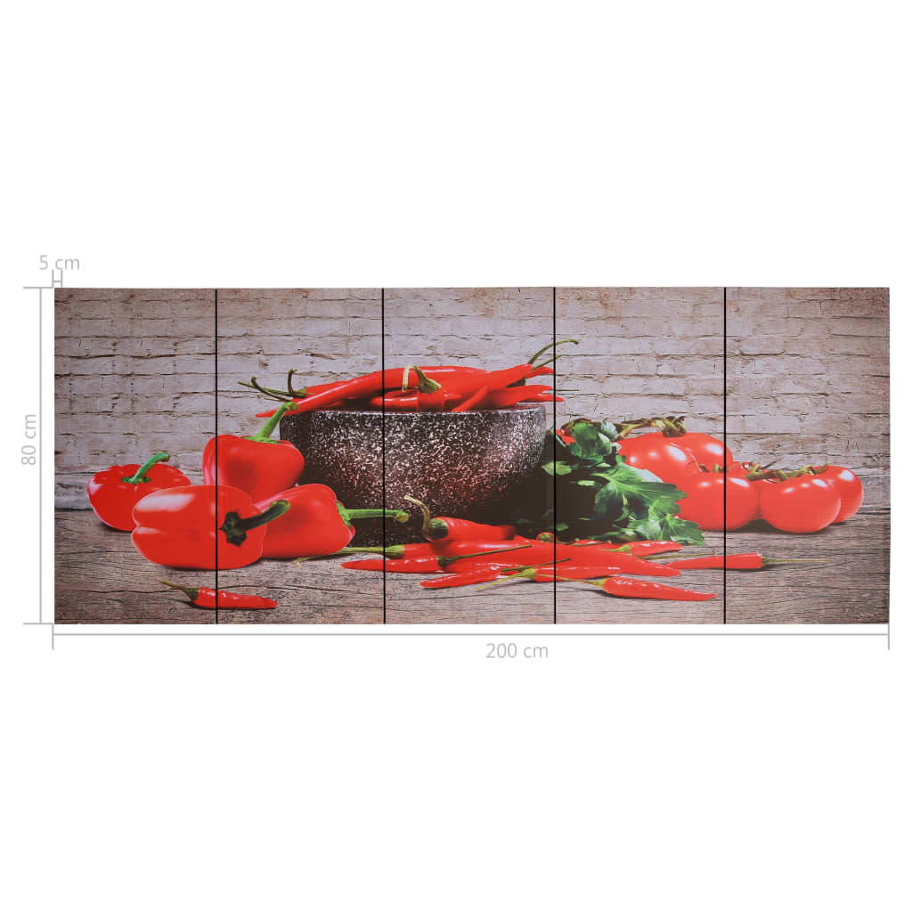 vidaXL Canvastavla paprika flerfärgad 200x80 cm