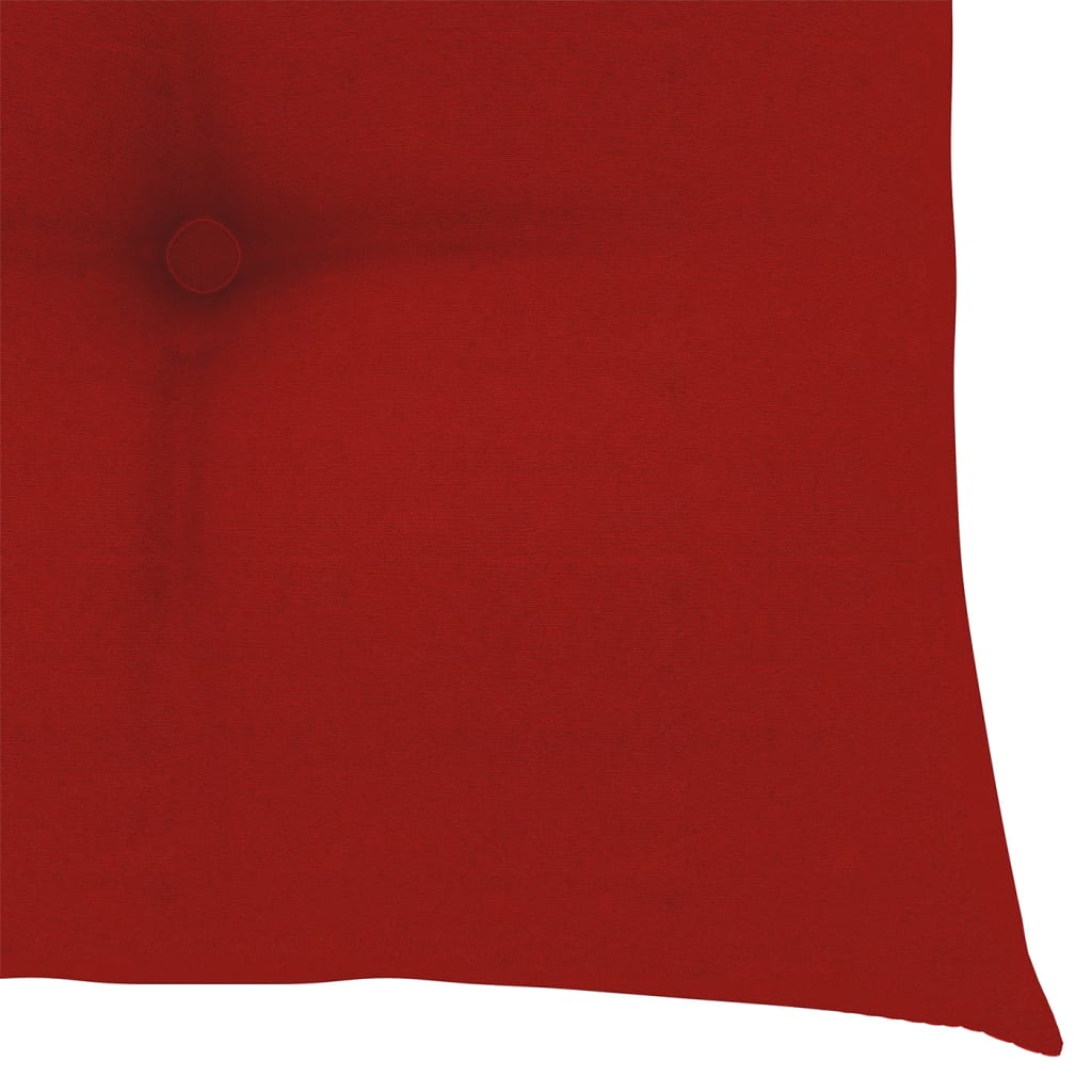 vidaXL Matstolar med röda dynor 8 st massiv teak