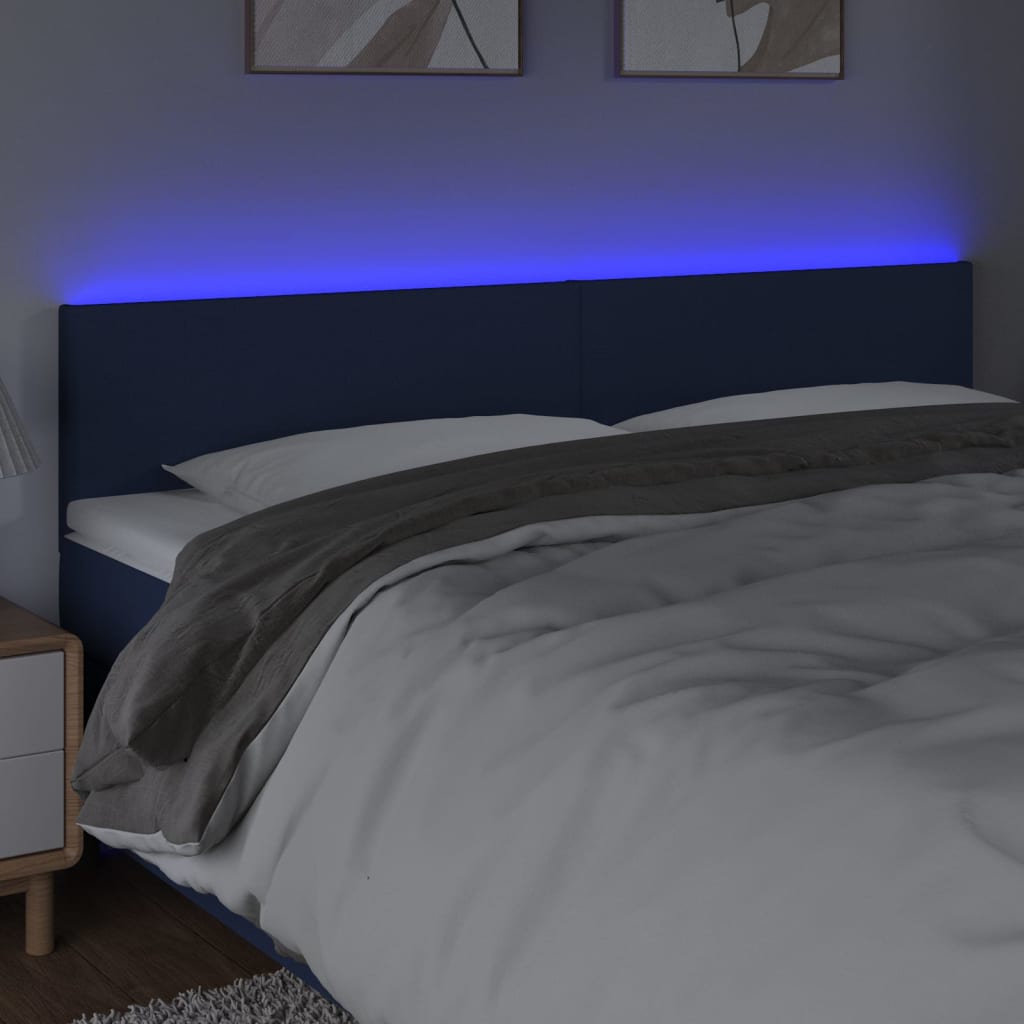 vidaXL Sänggavel LED blå 200x5x78/88 cm tyg