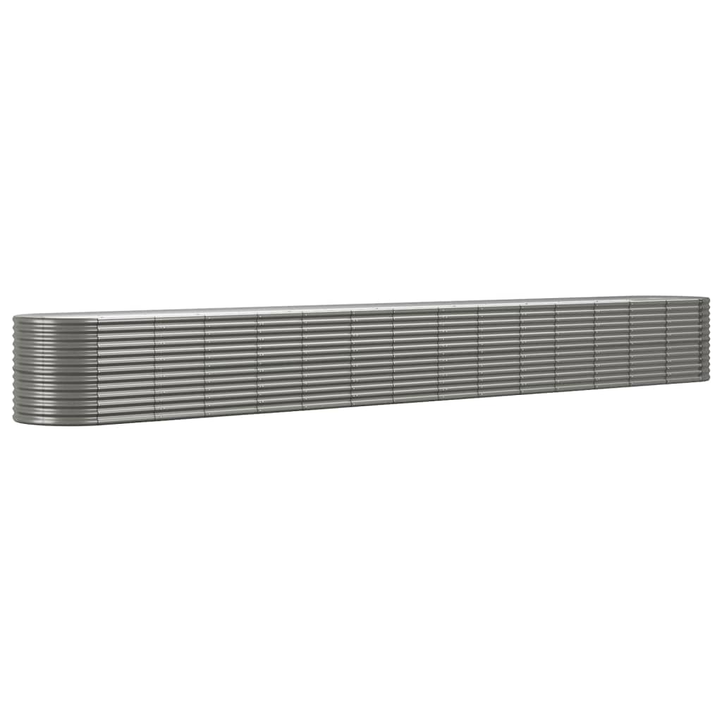 vidaXL Odlingslåda pulverlackerat stål 620x80x68 cm grå