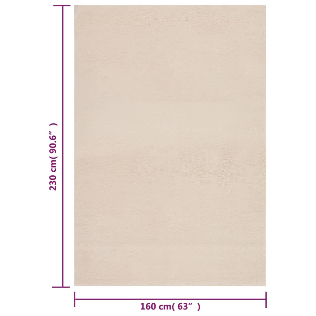 vidaXL Tvättbar matta kort lugg 160x230 cm halkfri beige