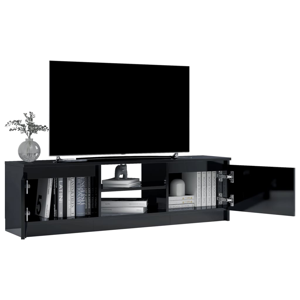 vidaXL Tv-bänk svart högglans 120x30x35,5 cm konstruerat trä