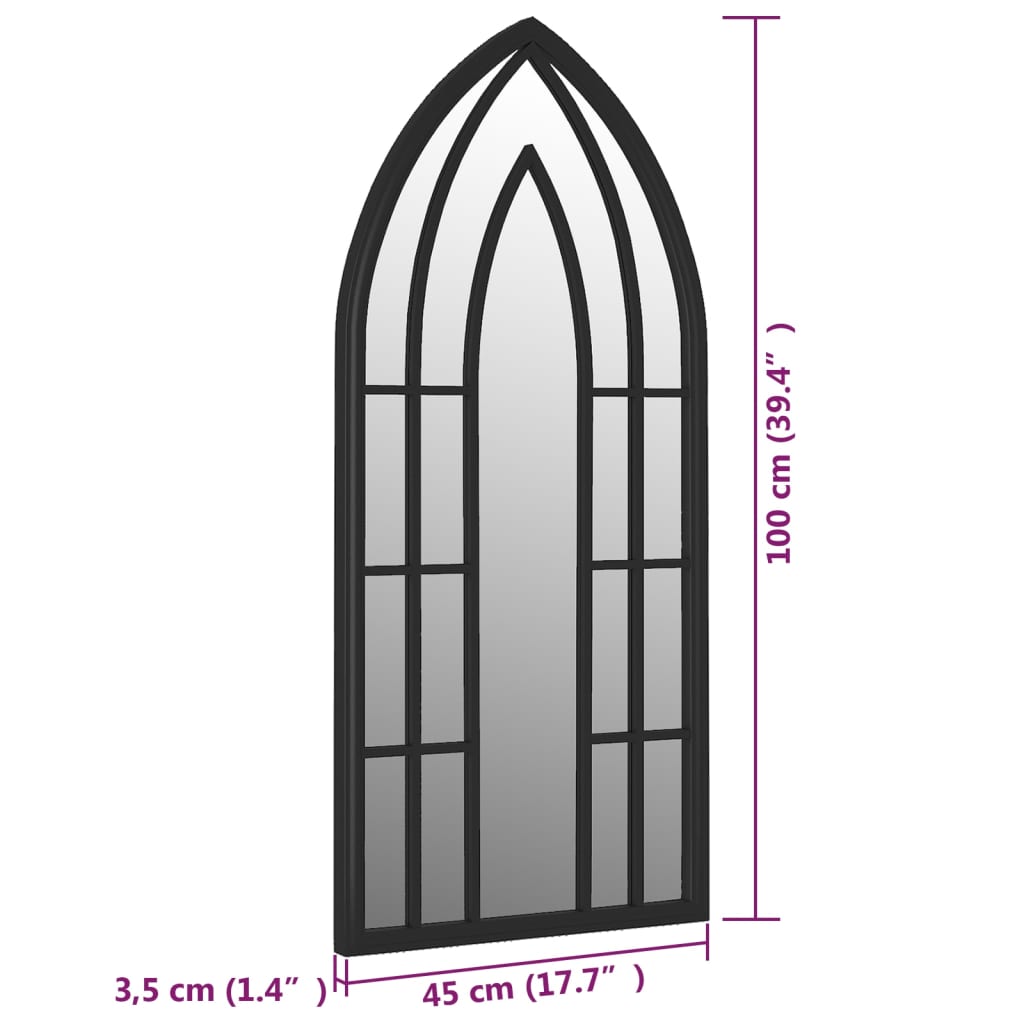 vidaXL Spegel svart 100x45 cm järn för inomhusbruk