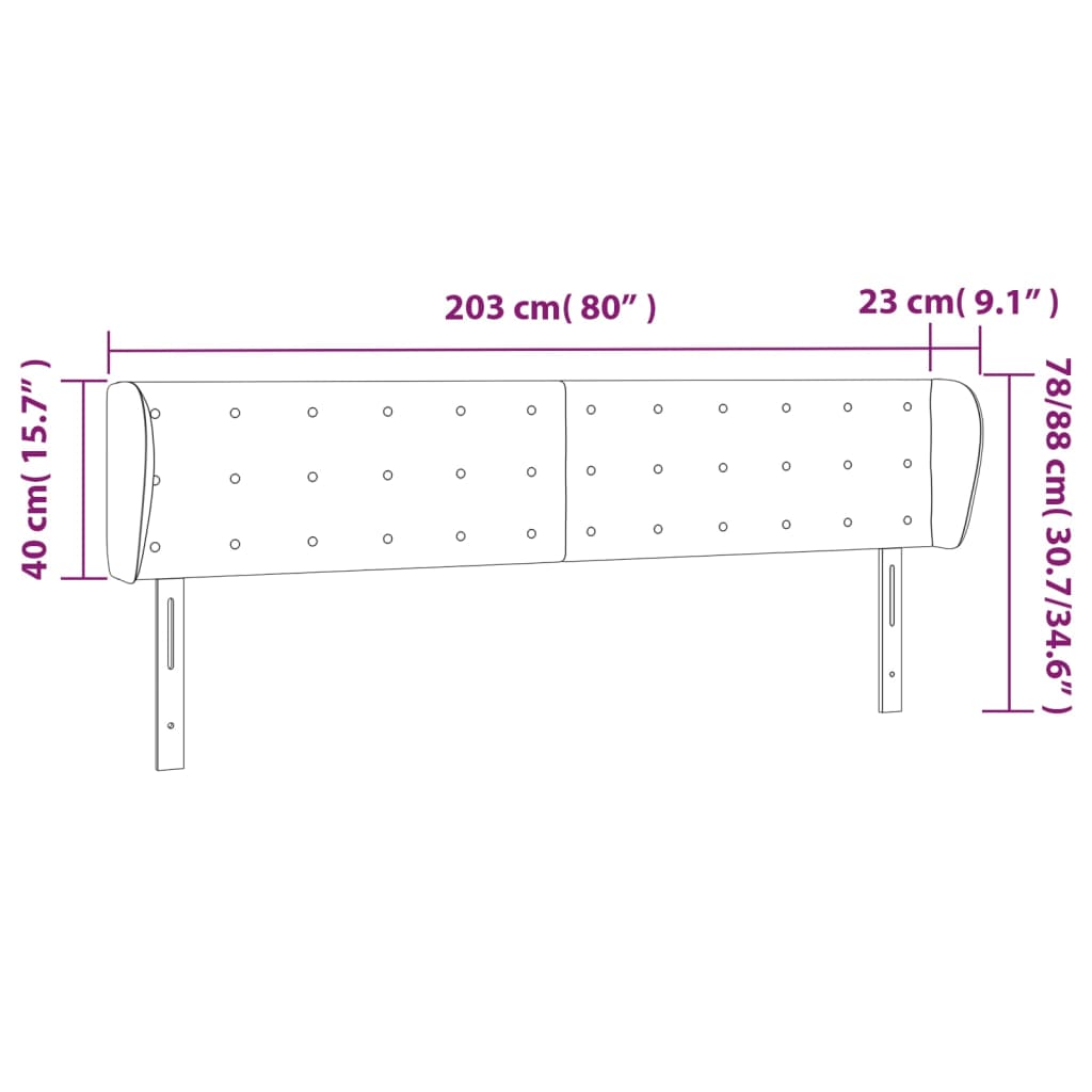 vidaXL Sänggavel med kanter rosa 203x23x78/88 cm konstläder