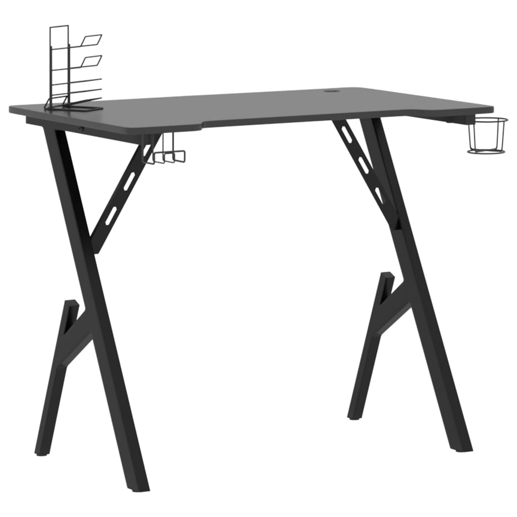 vidaXL Gamingskrivbord med Y-formade ben svart 90x60x75 cm