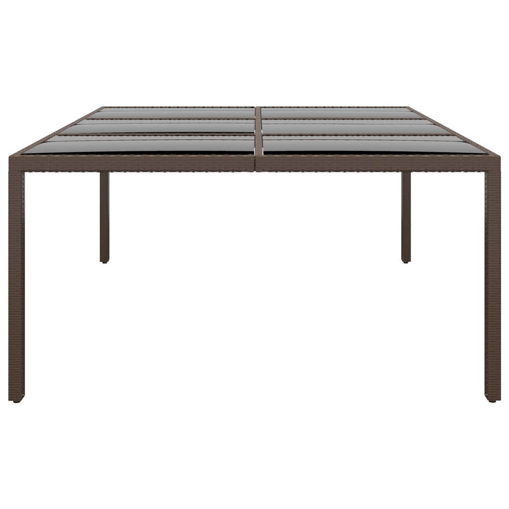 vidaXL Trädgårdsbord med glasskiva brun 200x150x75 cm rotting