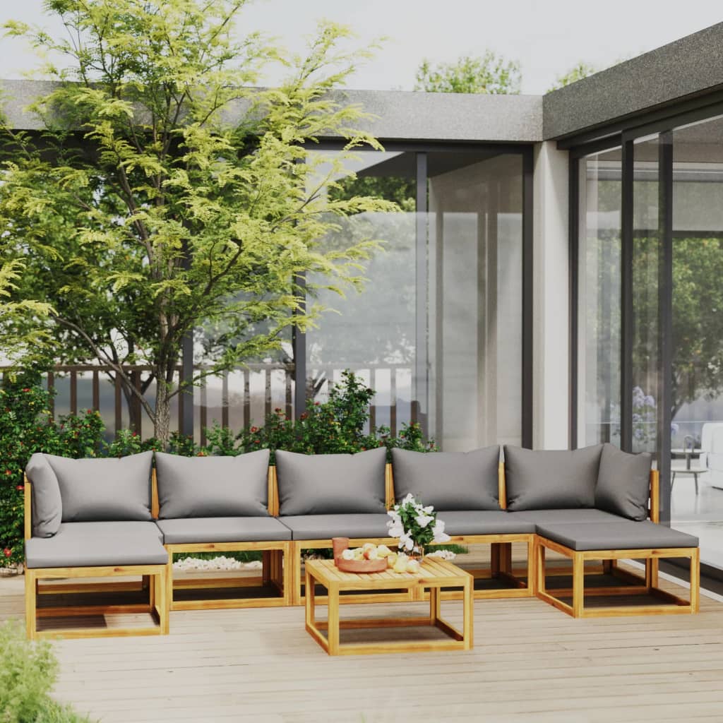 vidaXL Loungegrupp för trädgården med dyna 8 delar massivt akaciaträ