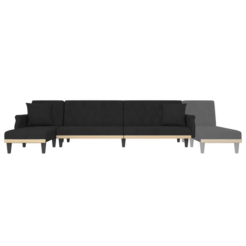 vidaXL L-formad soffa svart 271x140x70 cm sammet
