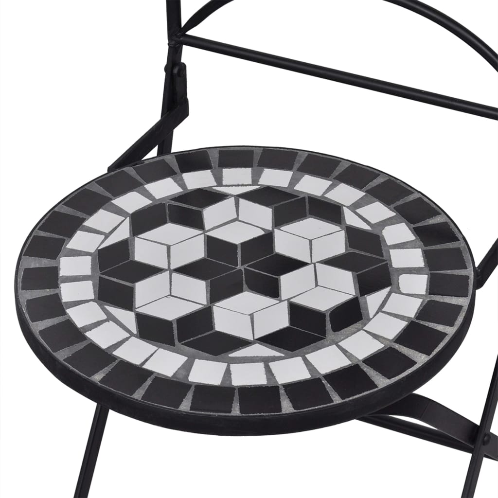 vidaXL Mosaikbord 3 st keramik svart och vit