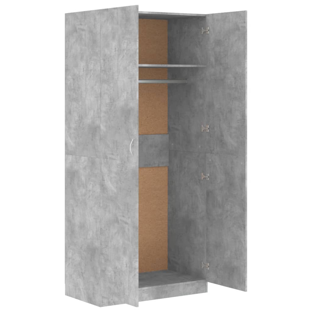 vidaXL Garderob betonggrå 90x52x200 cm konstruerat trä