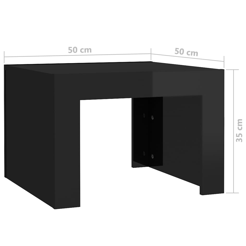 vidaXL Soffbord svart högglans 50x50x35 cm spånskiva