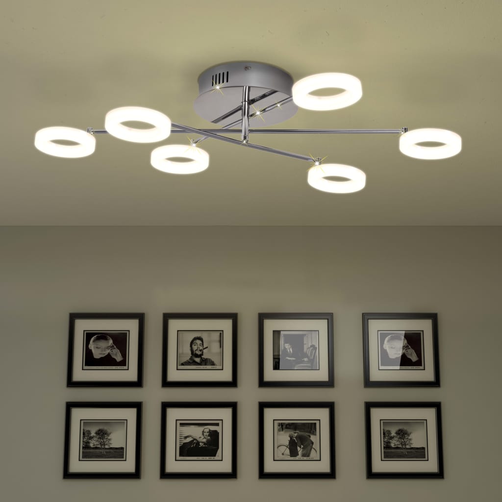 vidaXL LED Taklampa med 6 lampor varmvit
