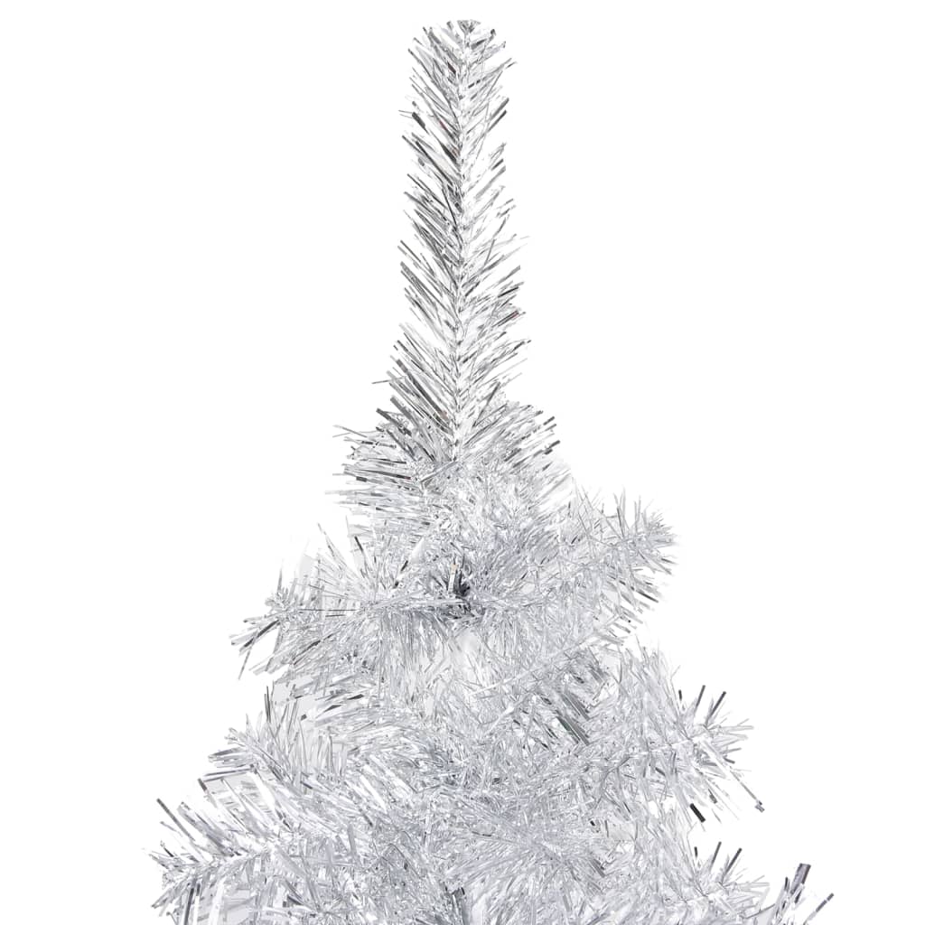 vidaXL Plastgran med LED och julgranskulor silver 120 cm PET