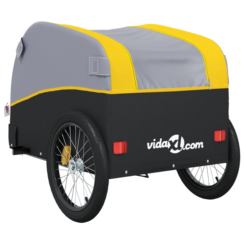 vidaXL Cykelvagn svart och gul 45 kg järn