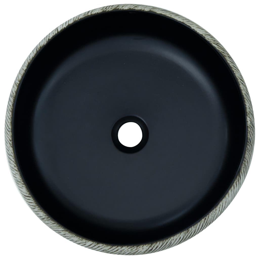 vidaXL Handfat svart och grå rund Φ41x14 cm keramik