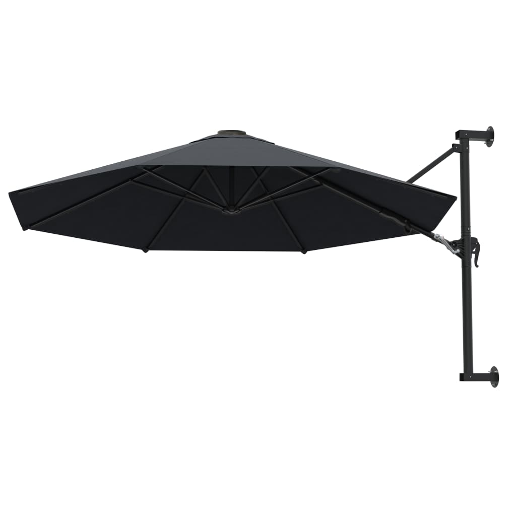vidaXL Väggmonterat parasoll med metallstång 300 cm antracit