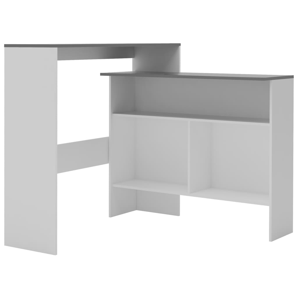 vidaXL Barbord med 2 bordsskivor vit och grå 130x40x120 cm
