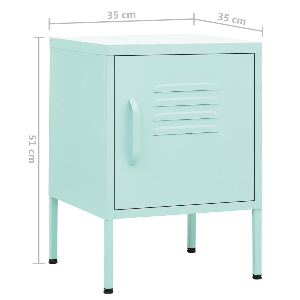 vidaXL Sängbord mintgrön 35x35x51 cm stål