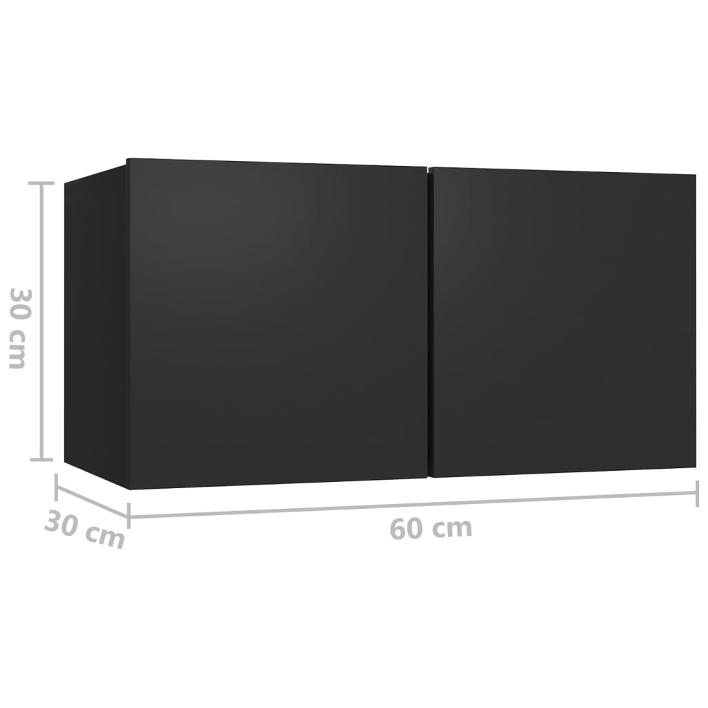 vidaXL Hängande TV-skåp 2 st svart 60x30x30 cm