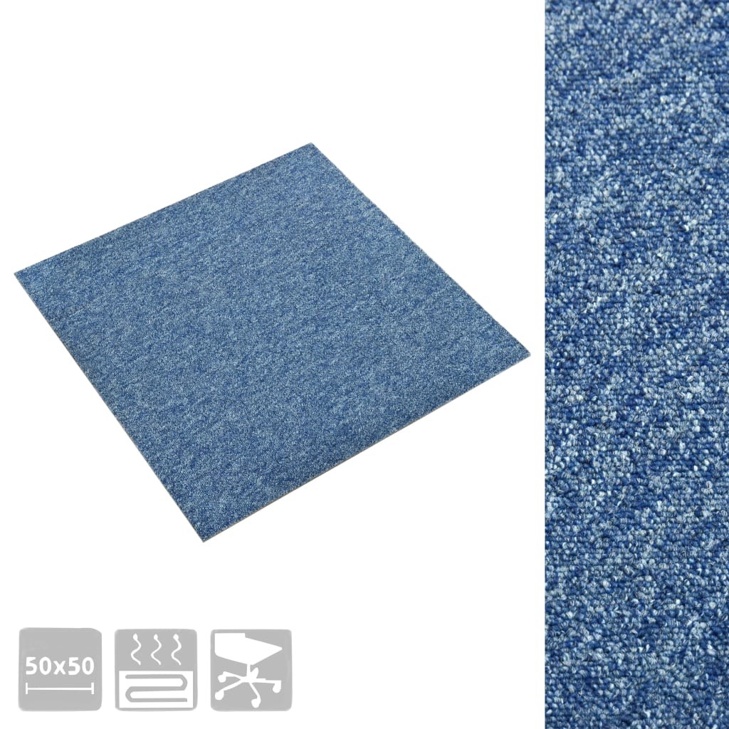 vidaXL Textilplattor 20 st 5 m² 50x50 cm blå