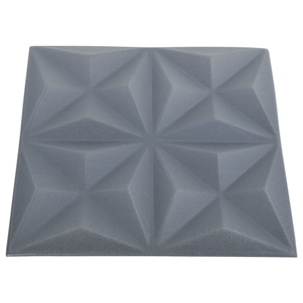 vidaXL 3D Väggpaneler 12 st 50x50 cm origami grå 3 m²