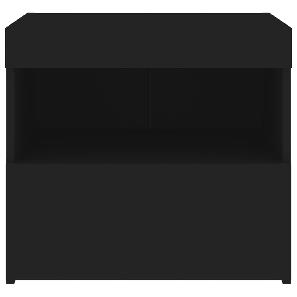 vidaXL Sängbord med LED-lampor svart 50x40x45 cm