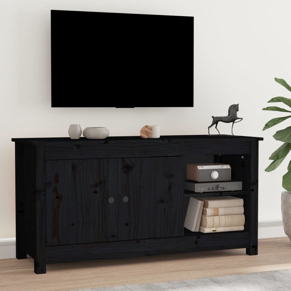vidaXL Tv-bänk svart 103x36,5x52 cm massiv furu